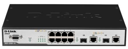 Управляемый коммутатор 2 уровня с 8 портами 10/100/1000Base-T Gigabit Ethernet + 2 комбо-портами 10/100/1000Base-T/SFP